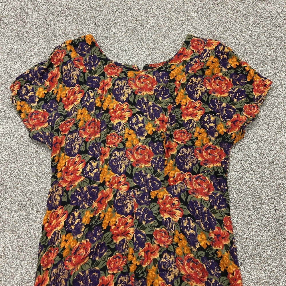 Jamie Brooke Dress Womens 16 Floral Short Sleeve Scoop Neck Fit & Flare Midi